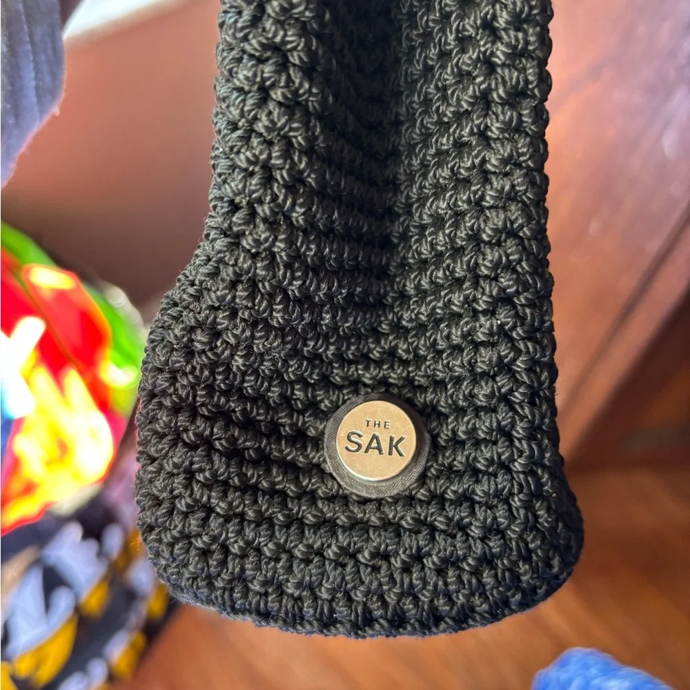 The Sak Y2K Black Crochet Knit Shoulder Bag 2000s Boho Purse - Picture 3 of 11